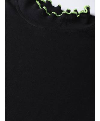 Black Rib Contrast Stitch High Neck Top 5