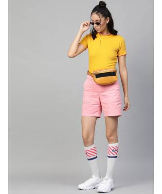Mustard RIb Contrast Stitch High Neck Top 4