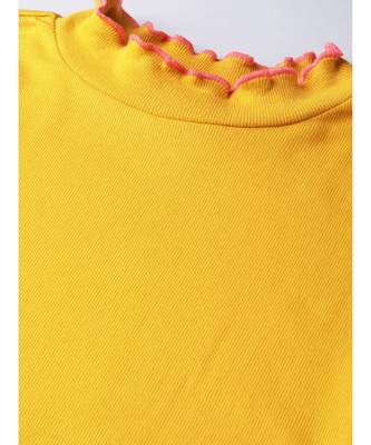 Mustard RIb Contrast Stitch High Neck Top 5