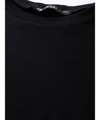 Black Rib Round Neck Crop Top 5