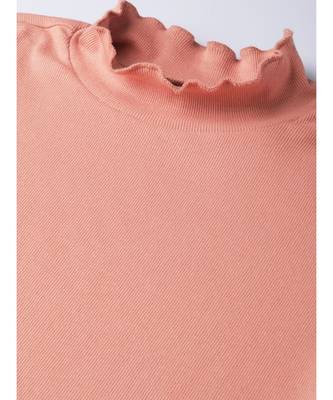 Peach Rib High Neck Full Sleeve Top 5