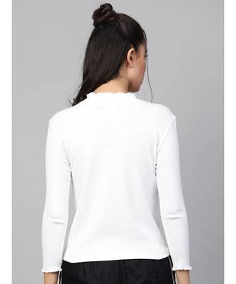 White Rib High Neck Full Sleeve Top 3