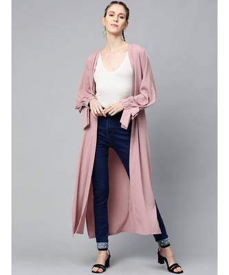 Baked Pink Solid Front Open Shrug 1