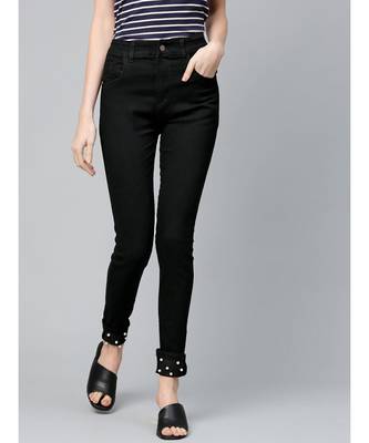 Black Pearl Studded Hem Jeans 1