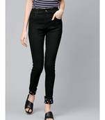 Black Pearl Studded Hem Jeans
