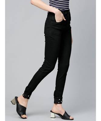 Black Pearl Studded Hem Jeans 2