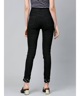 Black Pearl Studded Hem Jeans 3