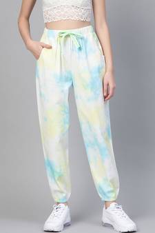 Yellow & Blue Tie-Dye Twill Jogger