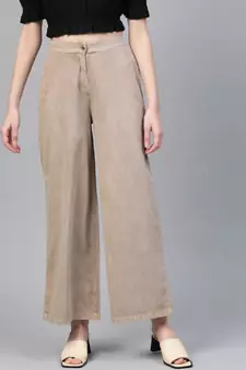 Beige Denim Flared pant