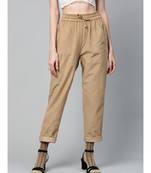 Beige Corduroy Street Style Drawstring Pants