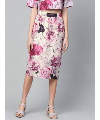 Pink Floral Pencil Skirt 1
