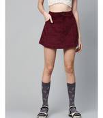 Burgundy Corduroy A-Line Mini Skirt