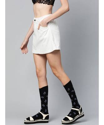 White Corduroy A-Line Mini Skirt 2