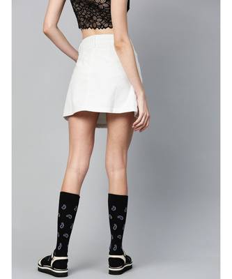 White Corduroy A-Line Mini Skirt 3