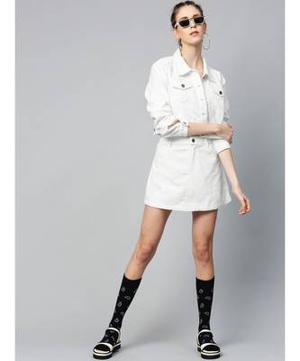 White Corduroy A-Line Mini Skirt 4