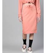 Peach Terry Drawstring Pencil Skirt
