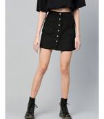 Black Corduroy Button Down Mini Skirt