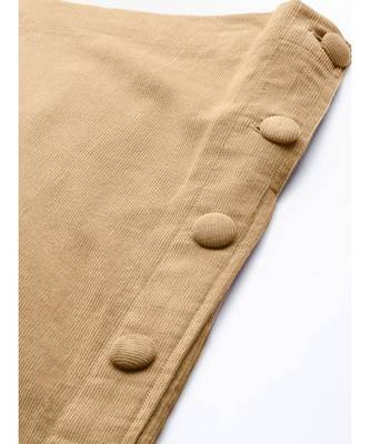 Beige Corduroy Side Button Midi Skirt 5