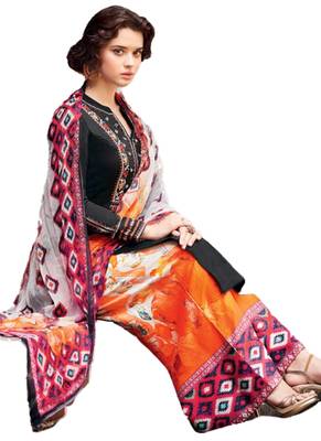 Black Embroidered cotton semi stitched sawlar with dupatta 3