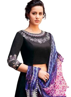 Black Embroidered cotton semi stitched sawlar with dupatta 2
