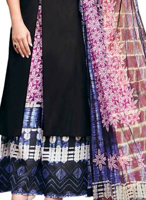 Black Embroidered cotton semi stitched sawlar with dupatta 3
