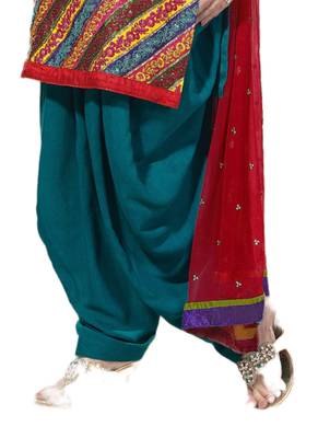 Blue Embroidered Crepe semi stitched sawlar with dupatta 3