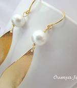 18K Gold Plated Curly Design Fashion Earrings with Glass Pearls