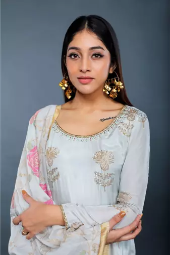Show Shaa Ice Blue SCOTTISH THISTLE KURTA SET
