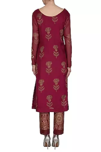 Show Shaa Barn Red SCOTTISH THISTLE KURTA SET