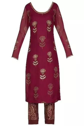 Show Shaa Barn Red SCOTTISH THISTLE KURTA SET