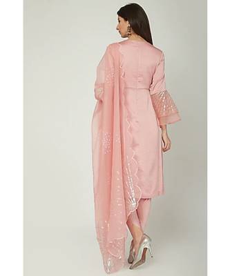 Show Shaa SIDE PLEATED ANARKALI with floral embroided yoke and ORGANZA BELL SLEEVES, accompanied by DHOTI PANTS 2