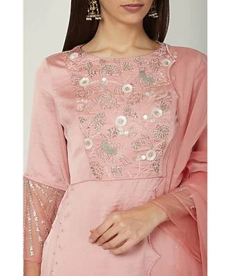 Show Shaa SIDE PLEATED ANARKALI with floral embroided yoke and ORGANZA BELL SLEEVES, accompanied by DHOTI PANTS 4