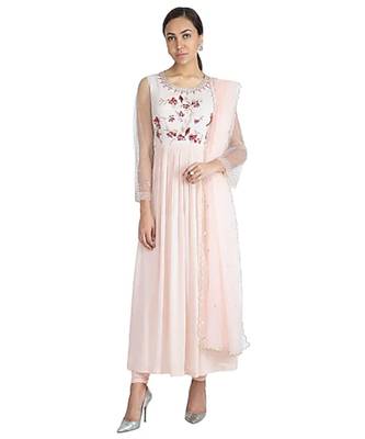 Show Shaa RED TINY FLOWER PLEATED ANARKALI 1