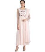 Show Shaa RED TINY FLOWER PLEATED ANARKALI