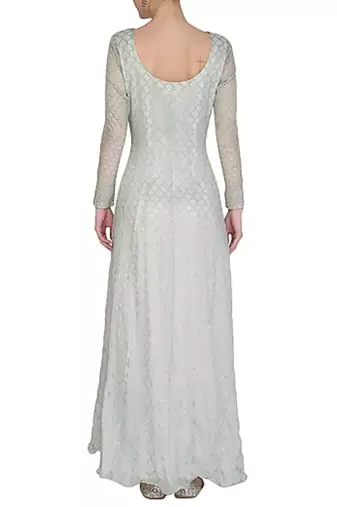 Show Shaa UNCOMPLICATE YOURSELF MOROCCAN KHIRKI ANARKALI SET - Mint