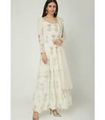 Show Shaa Off White SCOTTISH THISTLE Metallic gergette ANARKALI