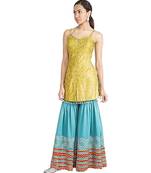 Show Shaa CHEVRON GARARA SET WITH Block printed silk strap tunic