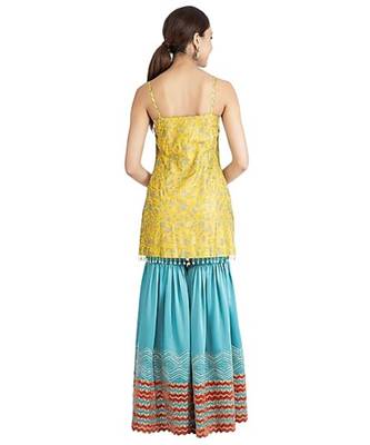 Show Shaa CHEVRON GARARA SET WITH Block printed silk strap tunic 2