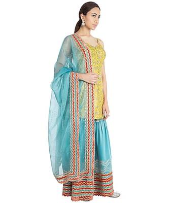 Show Shaa CHEVRON GARARA SET WITH Block printed silk strap tunic 3