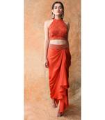 Show Shaa HALTER NECK CROP TOP and Drape DHOTI SKIRT