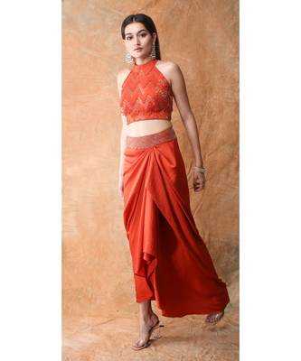 Show Shaa HALTER NECK CROP TOP and Drape DHOTI SKIRT 2