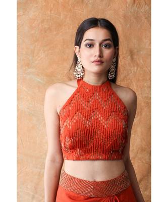 Show Shaa HALTER NECK CROP TOP and Drape DHOTI SKIRT 4