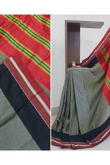 Grey khun/khana saree with ilkal pallu
