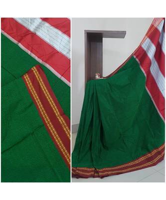 Green khun/khana saree with ilkal pallu 2