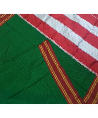 Green khun/khana saree with ilkal pallu 3