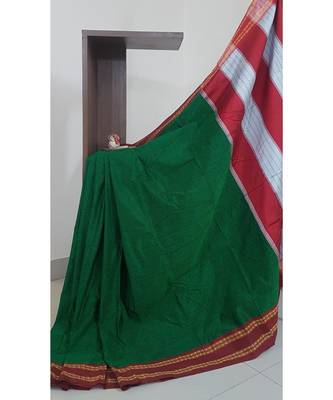 Green khun/khana saree with ilkal pallu 1