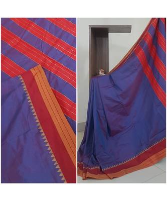 Blue south cotton blend saree 2