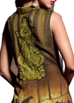 Green Embroidered Georgette semi stitched sawlar with dupatta 3