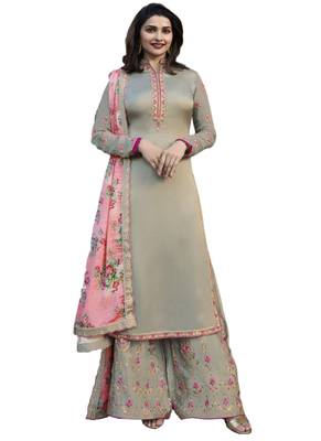 Light green Embroidered Art Silk semi stitched sawlar with dupatta 1