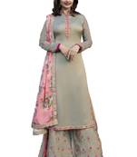 Light green Embroidered Art Silk semi stitched sawlar with dupatta